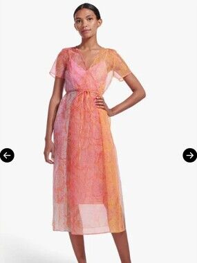 Staud Filippa Tulle Dress Wave Pink Multi Size XS
